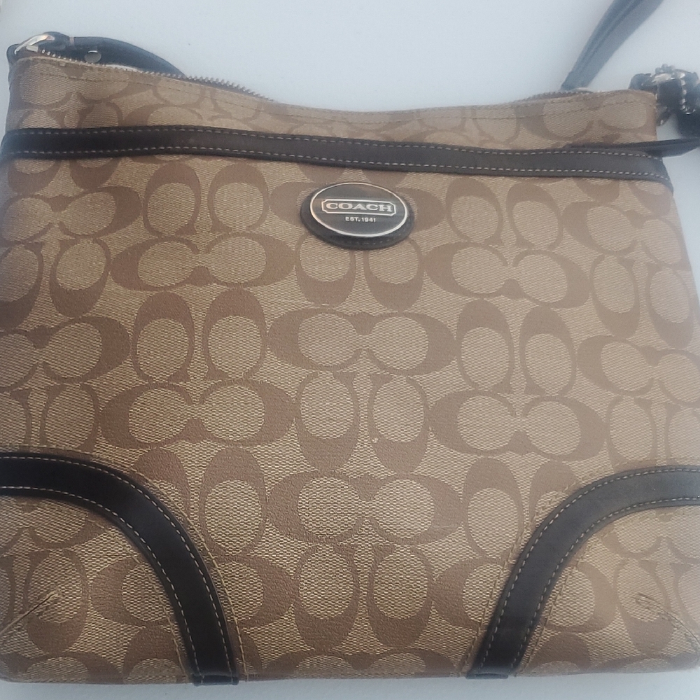 Coach Tan and Black Crossbody Bag